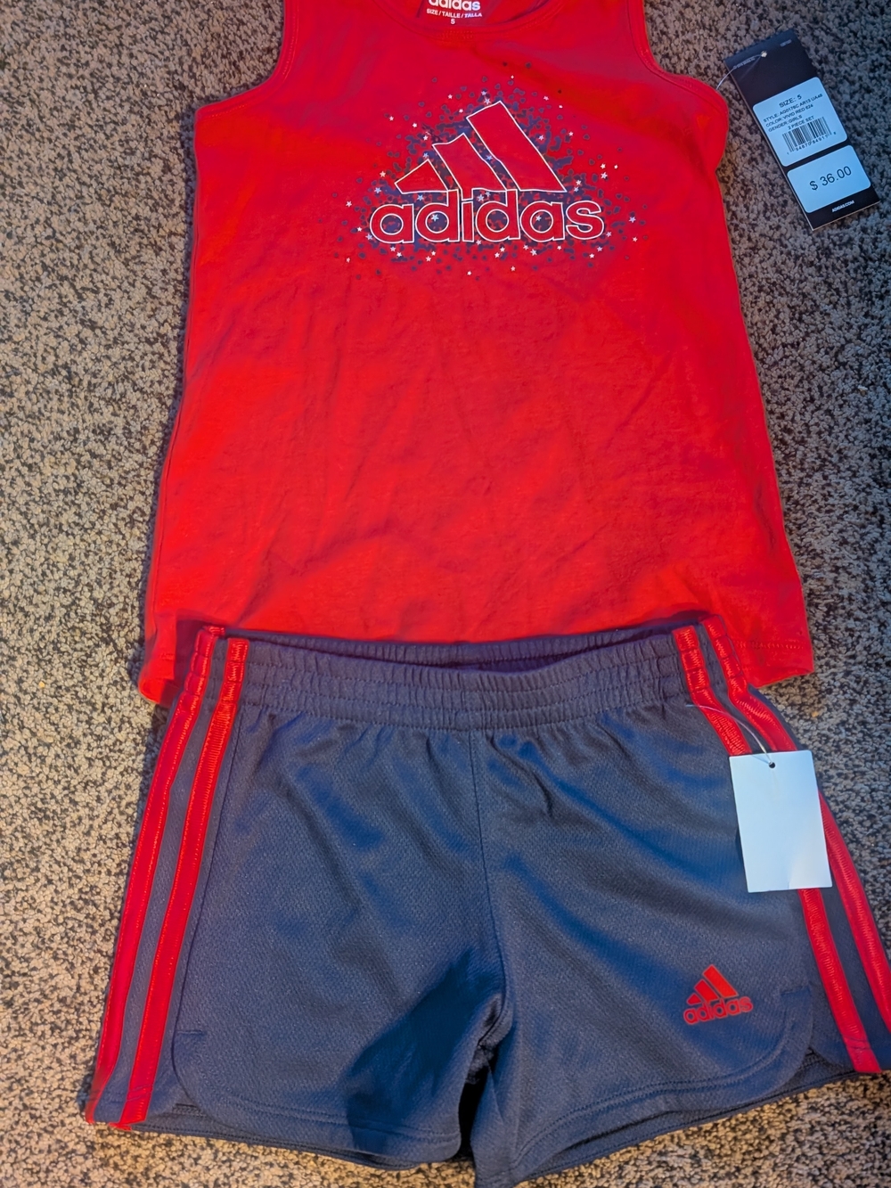 adidas Red Logo Sleeveless Tank with Shorts